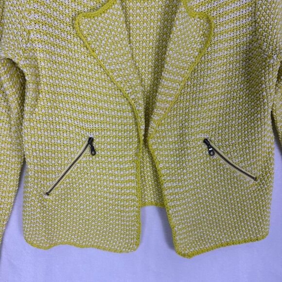 Boden Yellow & White Striped Knit 100% Cotton Open Blazer Jacket Size US 10 - Picture 3 of 12